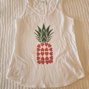 Port and Company White Tank Top with Pineapple Design